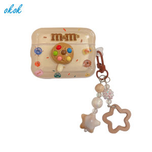 Okok Stereoscopic M đậu AirPods Trường hợp với dây buộc cho AirPods 1 2 3 AirPods PRO 2 4 inpods 12 i12 không dây Tai nghe Bluetooth Tai nghe Tai nghe ốp sang trọng chống sốc vỏ vỏ vỏ bán nóng