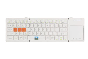 JOMAA | Jomaa White Wireless Folding Keyboard with Touchpad Rechargable Bluetooth Keyboard for Macbook ipad Phone