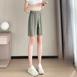 JIANGLU | Quần thể thao Ice Silk ống đứng rộng rãi mùa hè mỏng quần chạy bộ cỡ lớn cho nữ cạp cao có túi