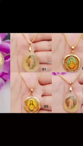 Kalung Lukisan Tuhan Yesus Dan Lukisan Bunda Maria Titanium Anti Karat