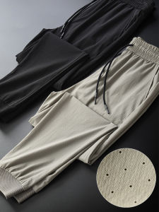 PENGUINDANCE | Ice Silk Mens Summer Thin Joggers Elastic Slim Fit Casual Sports Pants Quick Dry Nine Points Mid Waist Fashion Urban Style