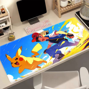 Bandai | Kawaii Anime Pokemon Pikachu Extended Mousepad Soft Rubber Waterproof Desk Pad Laptop Gaming Mouse Mat Home Office Accessories
