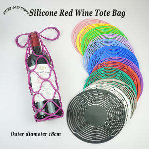 Washable Silicone Wine Bottle Storage Bag Reusable Water Bottle Tote Bags Cup Mat Wine Bottle Mesh Basket For Picnic Organizer