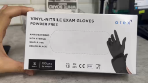 OREX Non-Sterile Examination Gloves 100pcs Vinyl-Nitrile Powder-Free Black DISPOSABLE FDA Approved BNDCORP