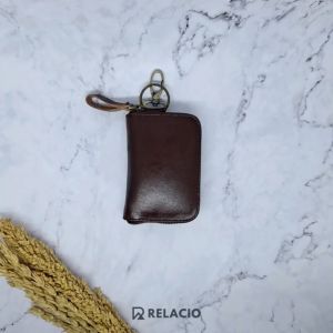 Dompet Kunci STNK Mobil Motor Keyless Kulit Sapi 3 Slot Kartu Simpel Leather Key Wallet Premium HAVANA