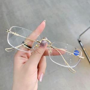 IMPALA LH5018W Fashion Reading Glasses for Men and Women Rimless Style Anti Blue Light Farsighted Eyeglasses UV400 Lens Presbyopia Glasses