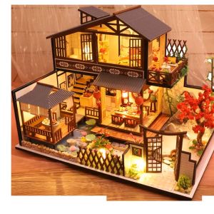 Mô hình DIY Nhà búp bê thủ công tự làm lấy bằng gỗ phong cách kiến trúc Trung Quốc cổ đại Dinh Thự Giữa Lòng Thung Lũng