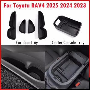 For Toyota RAV4 2025 2024 2023 TPE Door Organizer Tray & ABS Center Console Tray Armrest Insert Container Rav4 Accessories