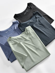 Advanced Cooling Tech Fabric Summer Mens T-Shirt Breathable Quick Dry Elastic Short Sleeve Sportswear Standard Fit Youth Trend