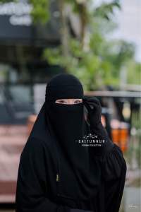 นิกอบ-ผ้าปิดหน้า 1 ชั้นผ้าอาบาย่า รุ่นขอบตาปกติ