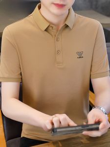 HENGYUANXIANG | Áo thun polo tay ngắn Ice Silk thời trang thường ngày cho nam mùa hè cổ polo cao thoáng khí thoải mái chất liệu cotton polyester