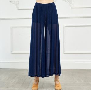 Elegant Wide Leg Pants Mesh Body Practice Clothes Loose Modern Dance Yoga Straight Leg Long Trousers Womens Fitness Apparel