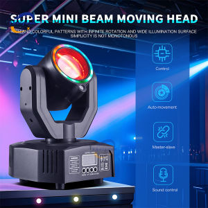 Mini 30W Beam Moving Head Light LED 4-in-1 RGBW Effect Stage Light DMX512 Remote Control Voice Control DJ Disco Bar Party Light
