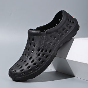 รองเท้าแตะกลางแจ้งสำหรับผู้ชายในช่วงฤดูร้อน รองเท้าแตะกันลื่น สวมใส่สบาย ระบายอากาศได้ดี รองเท้าแตะชายหาดแบบลำลอง รองเท้าแตะแบบสวม สวมใส่สบาย รองเท้าแตะแบบสวมหัว