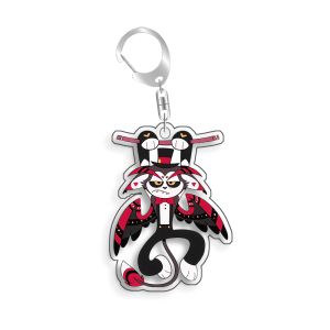 Keeppley | Hazbin Hotel Husk Angel Dust Beelzebub Acrylic Selfmade Keychain Cute Backpack Pendant Key Chain Game Fans Gift Ornaments 5cm