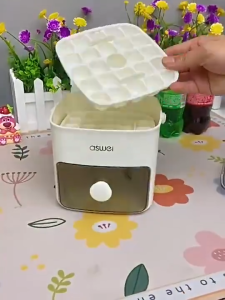 One Press Detachable Ice Cube Tray with Storage Drawer Food Grade Non-Stick Ice Mold Container for Fridge