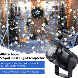 LED USB Snowflake Projector Holiday Lights Christmas Projection Stage Lamp Snow Spotlight for Navidad New Year 2027 Party Decor