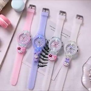 Sanrio cartoon childrens watch LED light-emitting student girls watch Silicone quartz watch