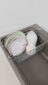 Khay đựng đồ chén đĩa gác trong chậu inox 304 Hobby home decor KDC7