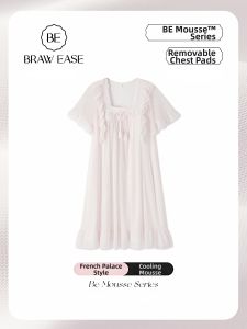 BE | Ice Silk Padded Nightgown With Lace