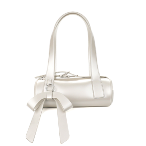 Túi Xách Cổ Tay Hình Ống Màu Bạc Ngọt Ngào Thắt Nút Bướm Thắt Lưng Túi Xách Thời Trang Thường Ngày Túi Xách Mềm PU