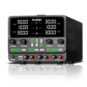 KUAIQU Dual Channel Bench 30V 60V 10A 20A DC Power Supply 4 in 1 Adjustable Power Supply Series Parallel Function Upgrade OCP OVP Output Switch Memory 300W 600W
