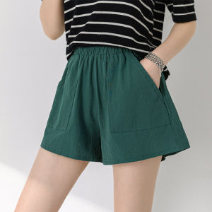 High Waist Cotton Linen Womens Shorts Summer Loose Wide Leg Casual Pants Home Wear Comfortable Lightweight Pocket Design