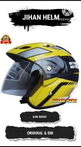 HELM DEWASA COWO CEWEK ORIGINAL SNI HELM DAISO YELLOW TERMURAH - ABS Material, Kaca Helm Polycarbonate, Styrofoam Polystyrene