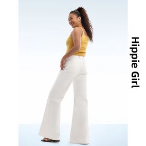 HIPPIE MISS | Pear-shaped Friendly Boho White Flared Jeans