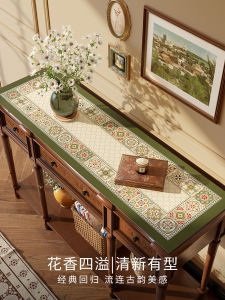 เก้าอี้รองเท้าหนังสไตล์อเมริกันหรูหรา เก้าอี้รองเท้าหนังแบบยาวสำหรับตกแต่งบ้าน ผ้าคลุมโต๊ะเครื่องแป้ง กันน้ำ กันฝุ่น ป้องกันรอยยับ