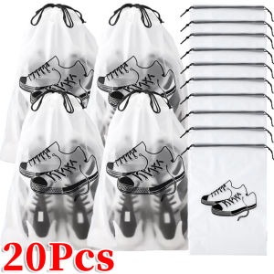 20pcs Portable Shoe Storage Bag for Travel / Waterproof Thickened Shoe Bags / Transparent Plastic Dustproof Pouch for Clothing Cosmetic Sundries