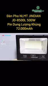 Đèn Pha Năng Lượng Mặt Trời Jindian JD-8500L Công Suất 500W - Tấm Pin Mono - Khung Nhôm Mặt Kính Cường Lực - Chip LED SMD 5730 - Bảo Hành 24 Tháng