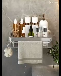 Rak Dapur Aluminium Organizer Tempat Spon Sabun Cuci Piring Rak Tempel Serbaguna Kamar Mandi Anti Karat
