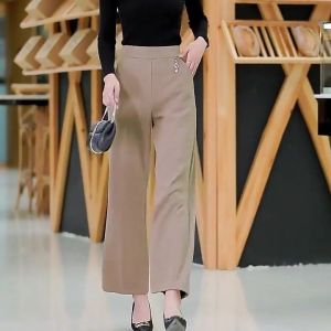 High Waist Wide Leg Pants Womens Spring Summer Thin Loose Large Size Drape Straight Leg Trousers for 40 Year Old Mothers