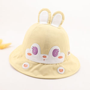 Cotton Baby Hat Spring Autumn Cute Little Rabbit Girls Fisherman Cap Fashionable Pure Cotton Girls Pot Hat Wide Brim round Top