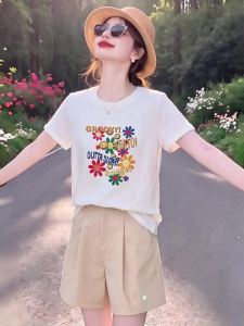 DVDK | Whitened Snow Patterned Anti-aging Chic Short-sleeved T-shirt