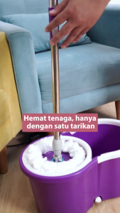 Bonbox BCT3616B Alat Pel Lantai Ember 2 in 1 Kain Fiber Ember Spin Mop