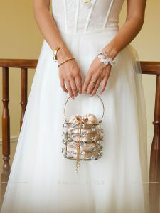 UGALS | Crystal and Metal Cutout Bucket Bag
