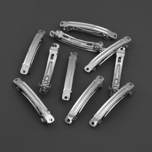 10pcs/lot Silver Metal Three-Part French Barrette Blank Iron Spring Hair Clip Base for DIY Jewelry Making Bow Hair Accessories