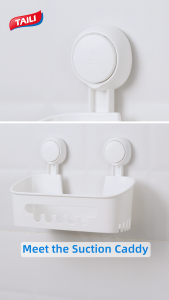 TAILI Shower Caddy Suction Cup 2 Pack Bathroom Shower Basket Wall Mounted Organizer Shelf for Shampoo Body Wash Conditioner Plastic Shower Rack for Kitchen & Bathroom Drill-Free Removable…