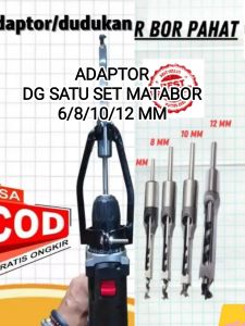 DUDUKAN BUR PAHAT KAYU DENGAN SATUSET MATA BOR 6/8/10/12MM TERLARIS