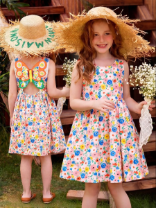 PPTOWN | Childrens Floral Summer Dress New 2026 Resort Beachwear
