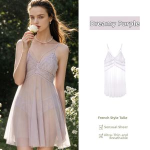 GAINREEL | Seductive Purple Lace Sleep Dress