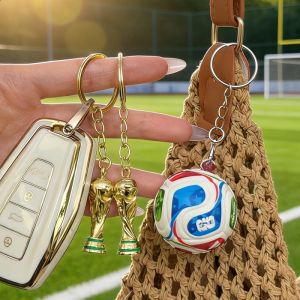 5Pcs 2026 USA-Canada-Mexico Football Keyring 3D Mini Sports Ball Key Chain Football Match World Cup Team Keychains Fans Favors Gold