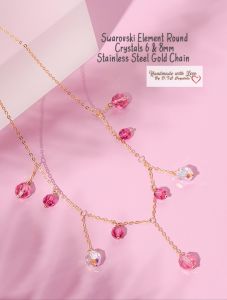 [D.T.C Crystals] Handmade Necklace with Dangling Swarovski Crystals