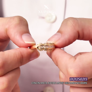 Xuping Cincin Fashion Wanita Anti Karat Ring Zircon Elegant Lapis Emas