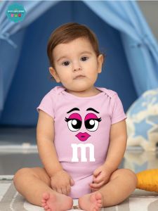 Baby Character Onesies with Name Back Print - M&M Pink