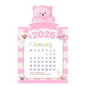 Kalender Duduk Custom 2026 | Kalender Magnet Custom 2026 | Kalender Hari Guru Custom Foto Nama | Kalender Meja | Kalender Pororo Capybara