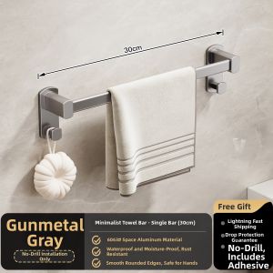 MOSHANG | Aluminum Grey Towel Rack