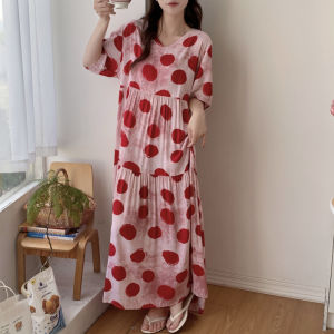 ชุดนอนผู้หญิงผ้าไหมคอตตอนแขนยาว ชุดนอนฤดูใบไม้ผลิและฤดูร้อน ชุดนอนผู้หญิงแขนยาว ชุดนอนผ้าไหมคอตตอน ชุดนอนผู้หญิง